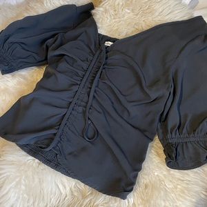 Abercrombie & Fitch Cinched Front Puff Short Sleeve Top